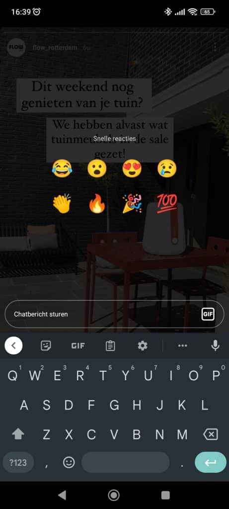 Instagram Story | oude weergave reactie